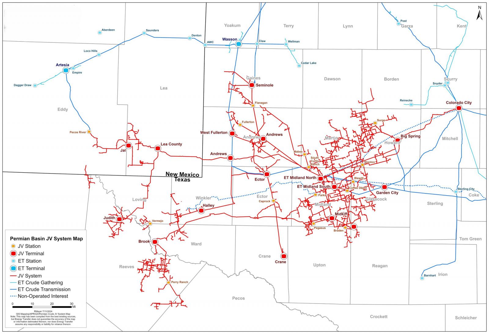 Map of Permian Basin Crude Oil Assets 